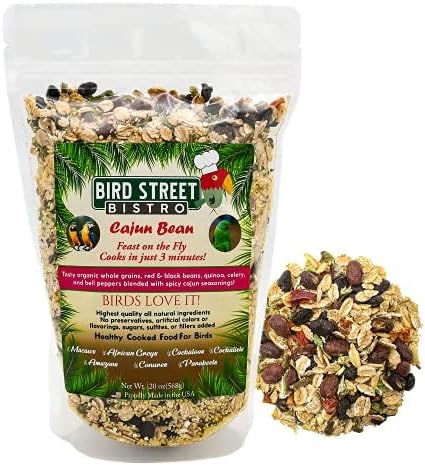  Bird Street Bistro Parrot Food - Parakeet Food - Cockatiel Food - Bird Food - Cooks In 3-15 Min W/Natural & Organic Grains - Legumes - Non-GMO Fruits, Vegetables, & Health Orientated Spices