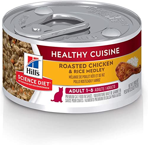  Hill's Science Diet Wet Cat Food, Adult, Healthy Cuisine, Roasted Chicken & Rice For Healthy Weight & Weight Management, 2.8 Oz. Cans, 24-Pack