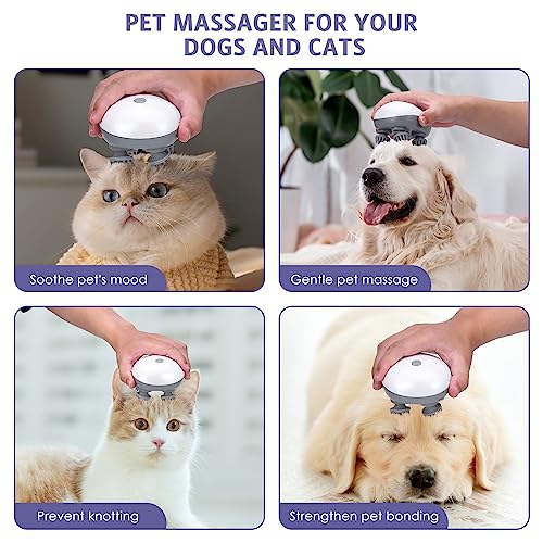  JXTZ Handheld Pet Massager For Dogs And Cats, Portable Electric Cat And Dog Massage Tool With With 4 Massage Heads, Electric Pet Massager Head And Back Scratcher For Tight Muscles And Stiffness