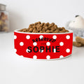 GENERIC Reserved For Pet, Personalized White & Red Polka Dots Background Pet's Name Bowl, Ceramic Food Bowl For Pets Available In Two Sizes, Dog Bowls, Cat Drinking Bowls