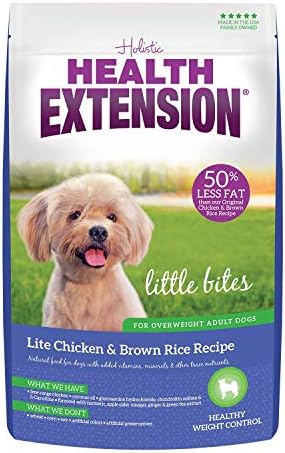 Health Extension Little Bites Weight Control Dry Dog Food, Grain-Free, Natural Food For Overweight Adult Dogs With Added Vitamins & Mineral, Include Lite Chicken & Brown Rice Recipe (4 Lbs)