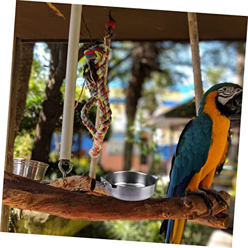  POPETPOP 3pcs Pet Hanging Food Bowl Stainless Steel Coop Cups Parrot Dish Dispenser Bowl For Parrot Bird Feeding Bowl Silver Food Box Feed Water Dog Water Bowls Bowl For Birds Bird Dish Cup