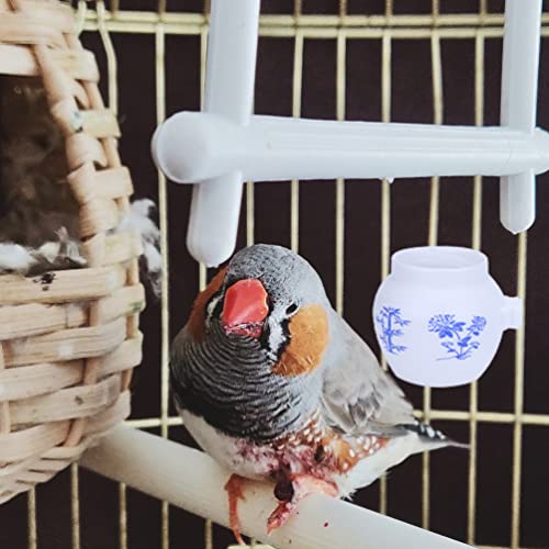  NOGRAX Parakeet Feeder 4Pcs Parrot Feeding Cups Birds Food Dish Parrot Feeders Bird Cage Water Bowl For Cockatiel Conure Budgies Parakeet Parrot Macaw Small Animal White Parakeet Bird Cage Feeder
