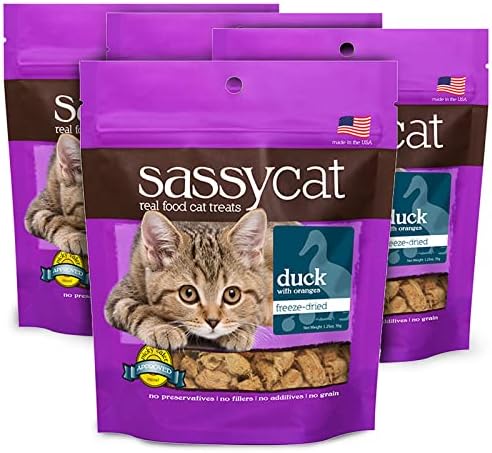  Herbsmith Sassy Cat Treats - Freeze Dried Chicken Treats – All Natural Treats For Cats - Bundle- Duck, Chicken, Rabbit, Turkey, Whitefish, And Salmon