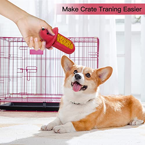  Dog Crate Training Tool, Dog Training Aid For Secures To Crate Peanut Butter Toy, Dog Kennel Therapy Training Slow Feeder Toy For Reduces Anxiety, Dog Crate Toy(Red)