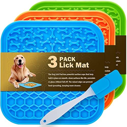  4 Pack Lick Mat For Dogs, Dog Slow Feeder Dowl Mat For Bathing Grooming Nailing Trimming, Food-Grade, Non-Toxic, Licking Pad For Dogs And Cats, Puzzle Feeding Mat For Pets