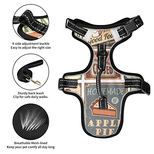  Oyihfvs Retro Metal Style Vintage Posters For Food Coffee Beer Dog/Cat Vest Harness, Reflective Adjustable Antiskid No Pull Pet Harness With Leash Clips Easy Control Handle For Cats Dogs M