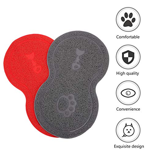  Dogman Toys 2 Pcs Washable Cat Litter Mat Anti- Slip Pet Bowl Mats Dog Cat Pet Feeding Pad Water Bowl Placemat Floor Mat For Kitten Pet Dogs Cats Red Light Grey Dog Treat Toy