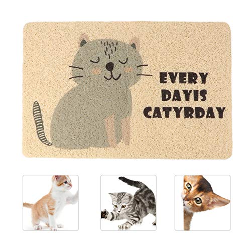  Outdoor Mats Cat Litter Mat, Cat Pad Cat Food Feeding Mat Pet Cushion Cat Litter Pad Washable Dog Cat Mat For Litter Boxes， Grey Cat Pattern Electric Litter Box