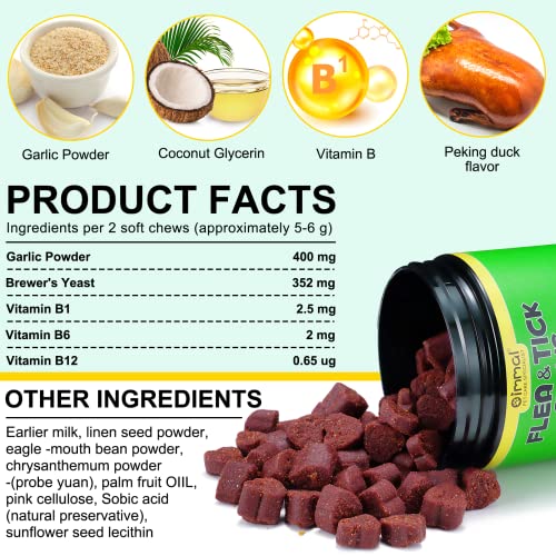  Flea And Tick Prevention For Dogs Chewable Flea And Ticks Treats, 150PCS Dog Flea & Tick Prevention Control Supplement, Flea And Tick Chews For Dogs, Oral Flea Pills For Dogs (Peking Duck Flavor)