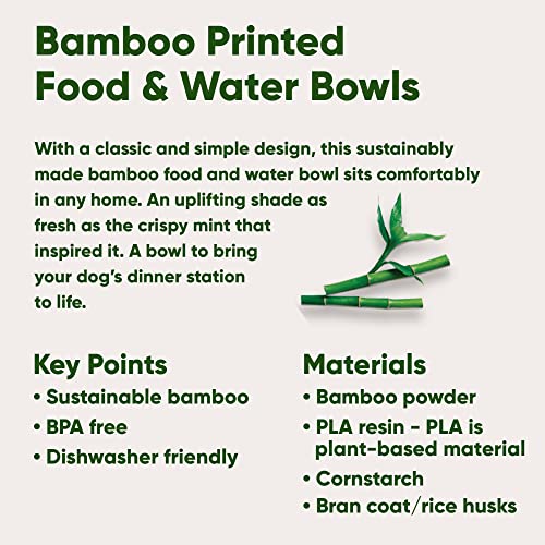  Beco Classic Printed Design Bamboo Dog Food & Water Bowl, Nature Inspired Fresh Mint, Small