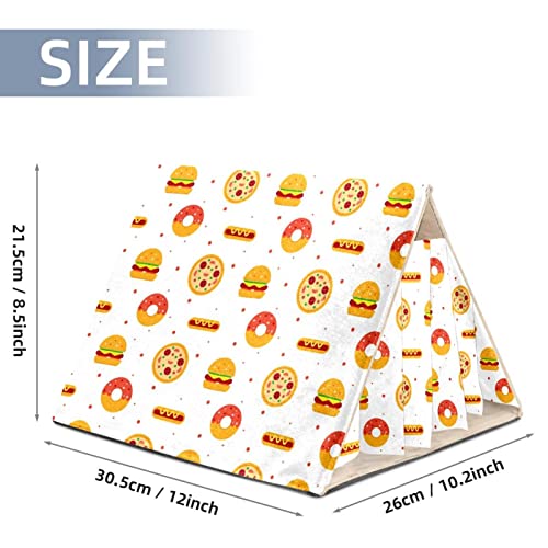  Y-DSIWX Guinea Pig Hideout House Bed, Burger Donut Hot Dog Pizza Flat Food Pattern Rabbit Cave, Squirrel Chinchilla Hamster Hedgehog Nest Cage