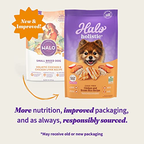  Halo Holistic Dog Food, Complete Digestive Health Cage-Free Chicken And Brown Rice Recipe, Dry Dog Food Bag, Small Breed Formula, 3.5-lb Bag