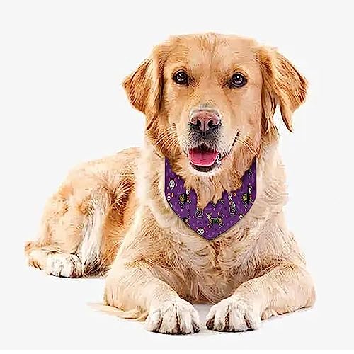 GENERIC Sugar Skull Calavera Black Cats Mexican Style Pet Bandana Collar - Scarf Collar - Art Dog Bandana Minimal Head Cicumference