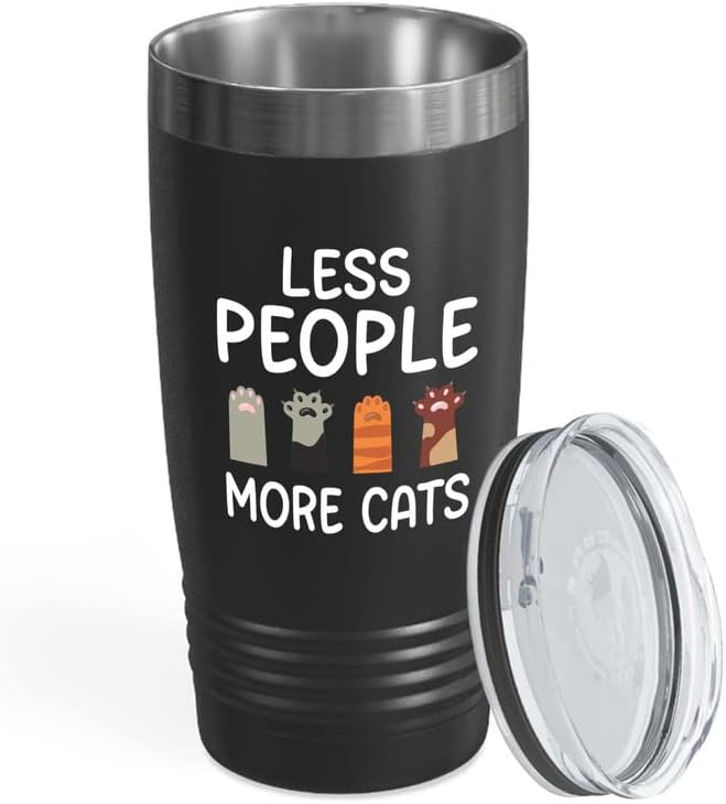  Flairy Land Cat Lady Black Tumbler 20oz - Passionate About Cats -Cat Themed Kitchenware Cat Parent Gift Cat Person Feline Mom Furkids Cat Sitter Cat Groomer Middle Aged Woman