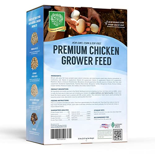  Small Pet Select - Chicken Grower Feed, Non-GMO, Corn & Soy Free, 20lb