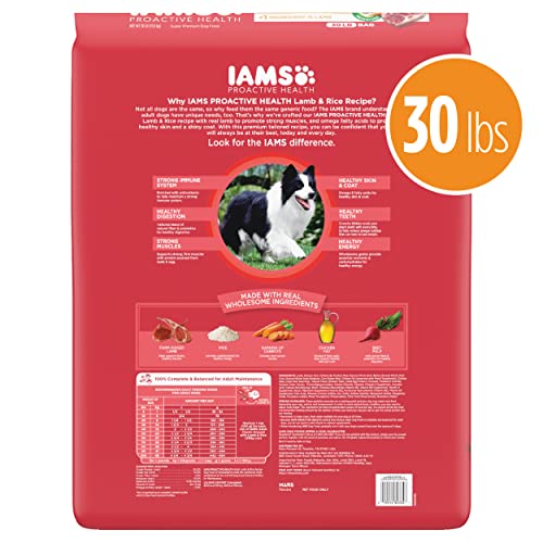  IAMS Minichunks Adult Dry Dog Food Lamb & Rice Recipe Dog Kibble, 30 Lb. Bag