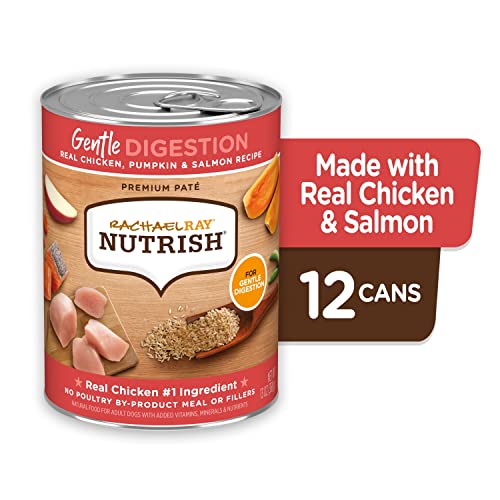  Rachael Ray Nutrish Gentle Digestion Wet Dog Food, Real Chicken, Pumpkin & Salmon, 13 Ounce Can (Pack Of 12)