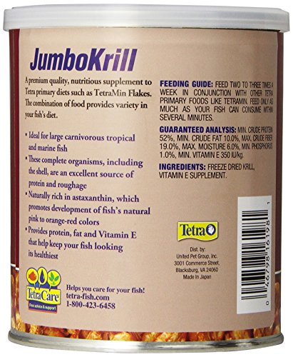  Tetra JumboKrill Freeze-Dried Jumbo Shrimp 3.5 Ounces, Natural Shrimp Treat For Aquarium Fish, Red (16198)