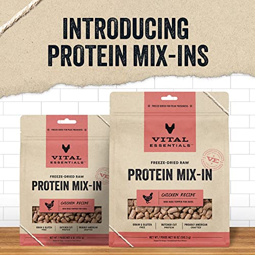  Vital Essentials Freeze Dried Dog Food Toppers, Raw Chicken Mini Nibs Topper For Dogs 6 Oz