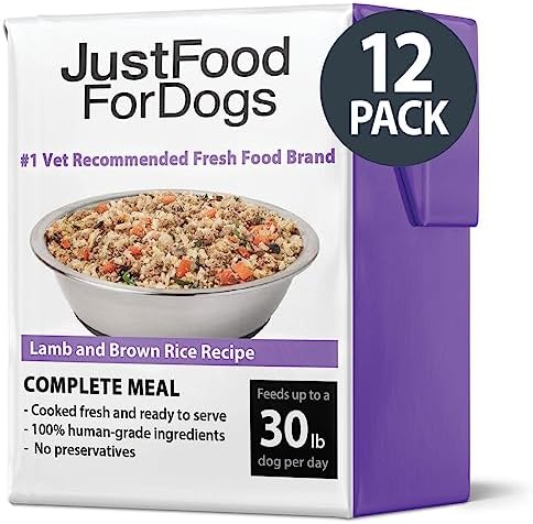  JustFoodForDogs Pantry Fresh Dog Food, Human Grade Lamb & Brown Rice (6 Pack)