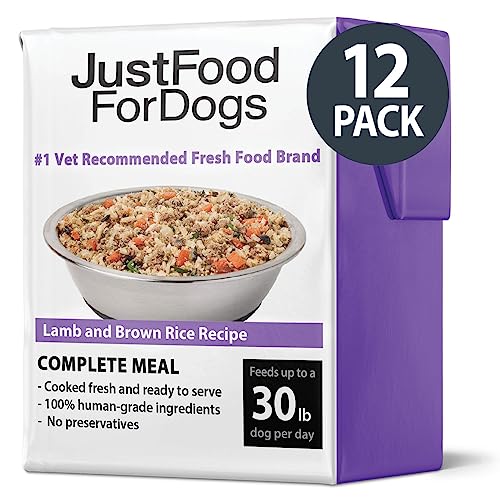  JustFoodForDogs Pantry Fresh Dog Food, Human Grade Lamb & Brown Rice (12 Pack)