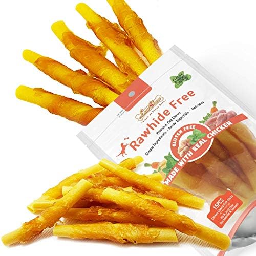 LuvChew Chicken Wrapped Dog Bone Treat Sticks With Turmeric, Easy To Digest, Non-Rawhide Soft Chicken Cheese Dog Chew Treats 15pcs/Pack (Medium 4.5" 15pcs/Pack X 3packs)
