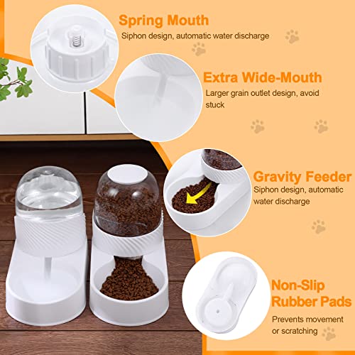  Lemtrflo Automatic Dog Cat Feeder And Water Dispenser Set,Gravity Dog Feeder And Waterer Set With Pet Food Bowl, 4L Capacity Cat Food Dispenser And Water Dispenser,Self Feeding Station For Dogs Cats