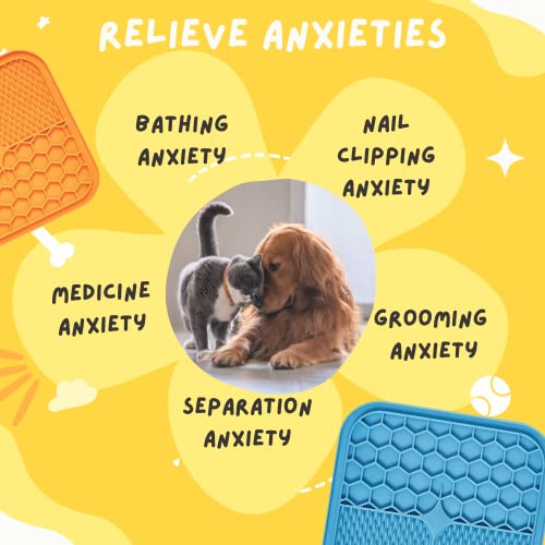 GENERIC Lick Mat For Dog And Cat, 2 Pack With Suction And Spatula, Anxiety And Boredom Relief, Great For Peanut Butter Blue, Orange