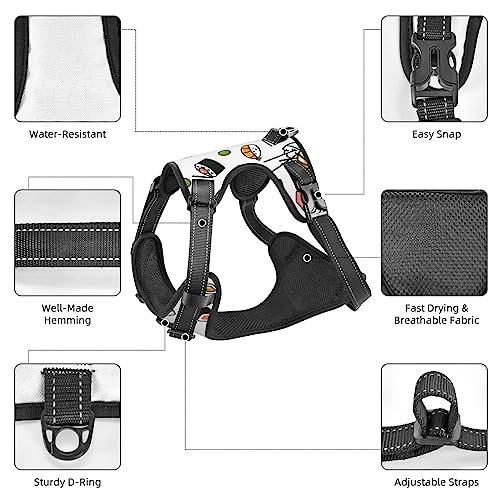  Food Illustration No Pull Dog Harness Adjustable Puppy Harness Reflective Dog Vest Harness Wear-Resistant Oxford Cloth Dog Harness With Leash For Small Medium Large Dogs