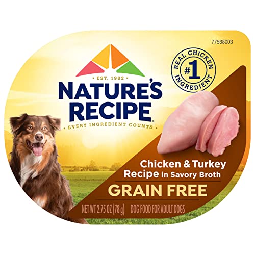  Nature's Recipe Grain Free Wet Dog Food, Chicken & Turkey Recipe, 2.75 Ounce Cup (Pack Of 12)