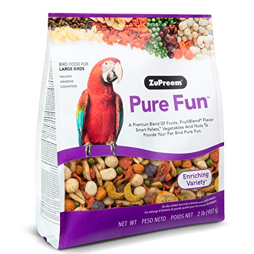  ZuPreem Pure Fun Bird Food For Large Birds, 2 Lb (Pack Of 2) - Variety Blend Of Fruit, FruitBlend Pellets, Vegetables, Nuts For Amazons, Macaws, Cockatoos