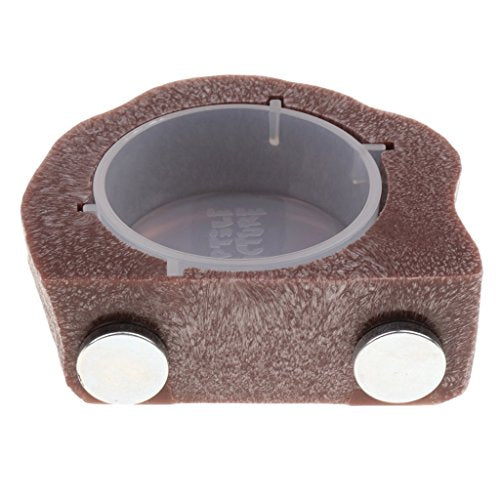  Inzopo Mini Magnet Feeding Ledge For Gecko Diet, Food Or Water & Plastic Cup Bowl - Brown Brown