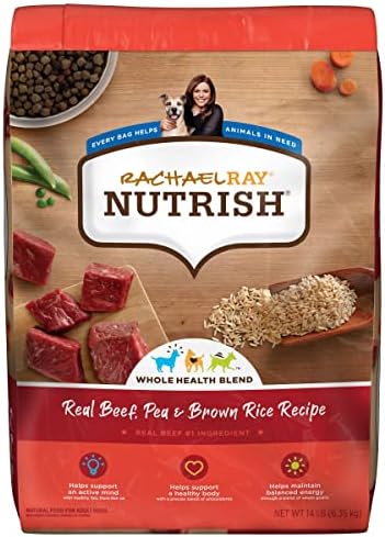  Rachael Ray Nutrish Premium Natural Dry Dog Food, Real Beef, Pea & Brown Rice Recipe, 14 Pounds, Model:-P