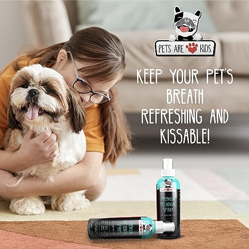  Premium Pet Dental Spray (Large - 8oz): Eliminate Bad Dog Breath & Bad Cat Breath! Fights Plaque, Tartar & Gum Disease Without Brushing! Add To Water! Digestive Aid!