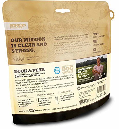  Acana Singles Dog Treats - Duck And Pears, 3.25oz Each (3 Pack)