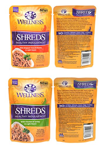  Wellness Healthy Indulgence Wet Cat Food Pouch Variety Pack, 10 Flavors, 3-Ounces Each (10 Pack)