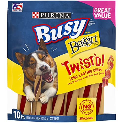  Purina Busy With Beggin' Made In USA Facilities Small/Medium Breed Dog Treats, Twist'd - 10 Ct. Pouch