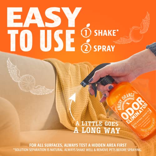  ANGRY ORANGE Pet Odor Eliminator For Strong Odor - Citrus Deodorizer For Strong Dog Or Cat Pee Smells On Carpet, Furniture & Indoor Outdoor Floors - 24 Fluid Ounces - Puppy Supplies