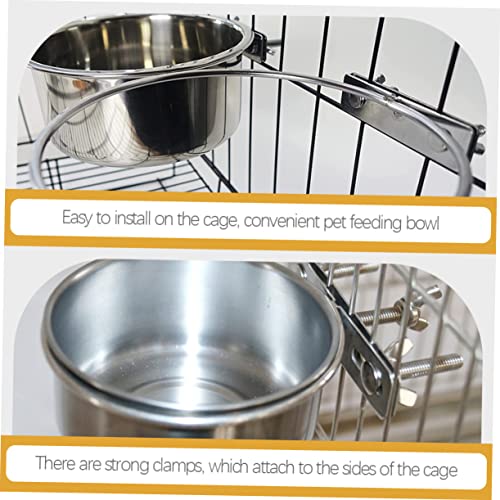  Bird Cage Mount Bowl Stainless Steel Dog Bowls 2pcs Feeder Silver Alloy Stainless Steel Rabbit Food Metal Bird Feeder