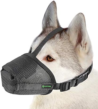  Lepark Nylon Mesh Dog Muzzle With Overhead Strap For Small,Medium And Large Dogs,Anti Biting, Barking And Chewing,Ajustable And Breathable(S,Black)