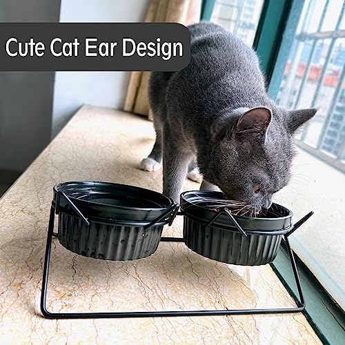  XINGTS Elevated Cat Bowls,Ceramic Raised Cat Food Bowl,15°Tilted Cat Feeding Bowls Elevated,Anti Vomiting Cat Bowls For Indoor Cats,Perfect For Cat And Small Dog Food And Water Bowl Dishes Set