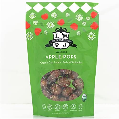  Lord Jameson Apple Pops Organic Dog Treats, Organic Dog Treats Made With Real Apples, 6 Oz. Bag