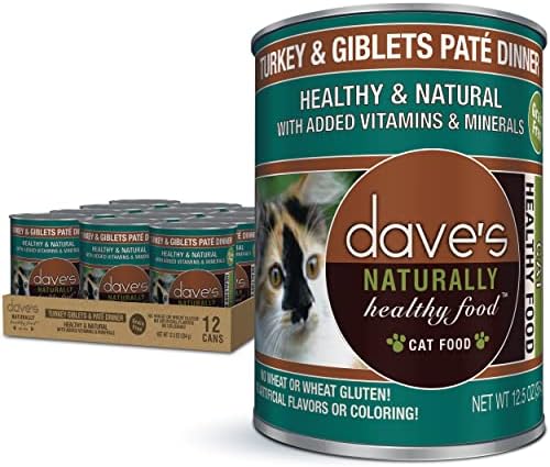  Dave's Pet Food Grain Free Wet Cat Food (Chicken), Made In USA Naturally Healthy Canned Cat Food, Added Vitamins & Minerals, Wheat & Gluten-Free, 12.5 Oz (Case Of 12)