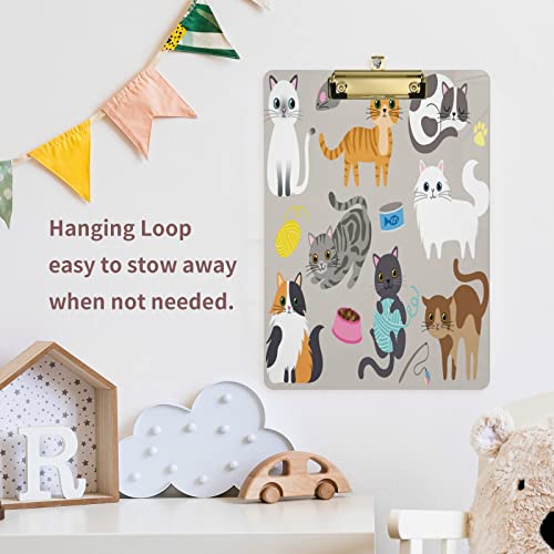  Cute Kitty Cat With Cat Breeds Toys And Food Plastic Clipboard Lovely Cat Kitchen Clipboards Low Profile Clip Boards For Students Office Man Woman Kids Standard A4 Letter Size 12.5x9 Inch Silver
