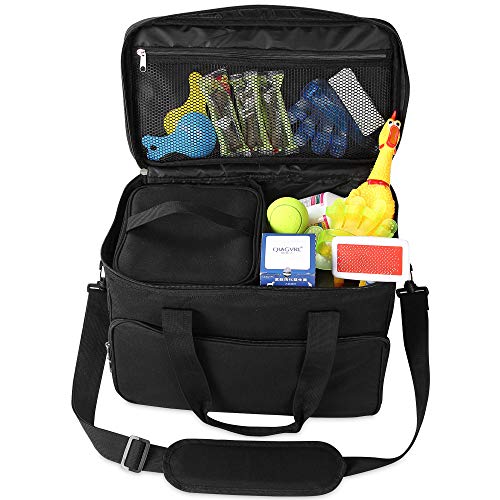  Kundu Cat & Dog Travel Bag - Includes 2 Food Carriers, 2 Bowls & Place Mat - Airline Approved - Black,6 Piece Set,KDU-011