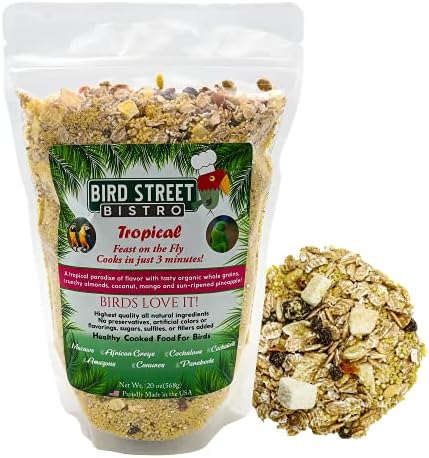  Bird Street Bistro Parrot Food - Parakeet Food - Cockatiel Food - Bird Food - Cooks In 3-15 Min W/Natural & Organic Grains - Legumes - Non-GMO Fruits, Vegetables, & Health Orientated Spices