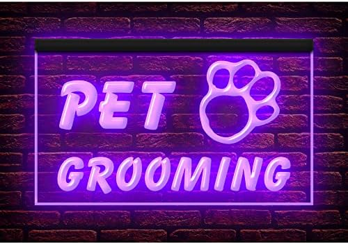  210003 Pet Grooming Dog Cat Shop Store Service Open Display LED Light Neon Sign (12" X 8", Purple)