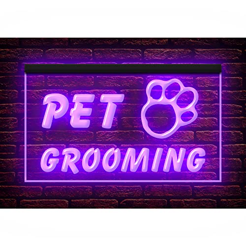  210003 Pet Grooming Dog Cat Shop Store Service Open Display LED Light Neon Sign (12" X 8", Purple)