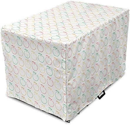 Lunarable Fruit Dog Crate Cover, Natural Theme Colorful Abstract Ripe Apples Motifs Organic Foods, Easy To Use Pet Kennel Cover For Small Dogs Puppies Kittens, 48 Inch, White Multicolor